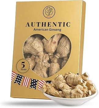 HLX American Ginseng Pearl Root - 7 Year Pearl Ginseng Root Grown in Wisconsin, Organic American Ginseng Root for Tea & Soup, Gift Box 4 Ounce
