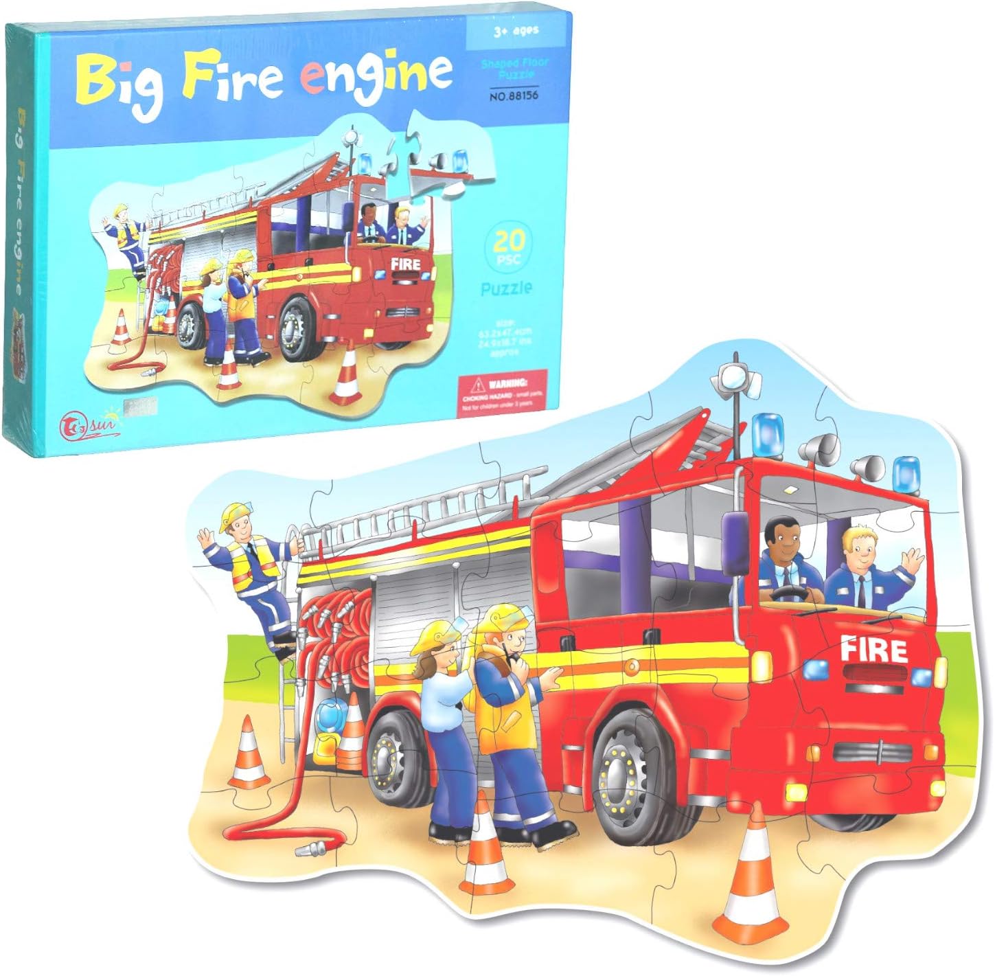 Tu Sun Big Fire Engine Shaped Floor Puzzle, Multicolor, 88156, Floor Puzzles