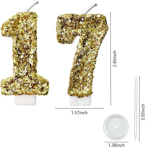 Miniatura 188 de Velas de números con purpurina de oro rosa de 2.8 pulgadas, muchos colores, regalos de cumpleaños de 22 años, velas de cumpleaños, velas de números