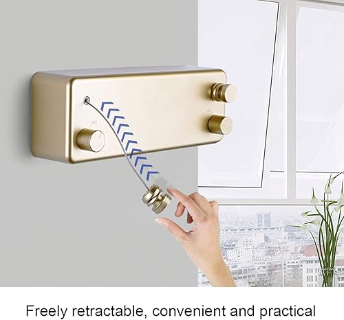 Miniatura 7 de POCREATION Línea de ropa retráctil, tendedero retráctil de doble línea, línea de secado de ropa retráctil para interiores, hotel, hogar, balcón,