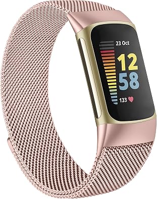 Metal Band for Fitbit Charge 5 Bands for Women Men, Stainless Steel Wristband Mesh Bracelet Replacement Strap for Fitbit Charge 5