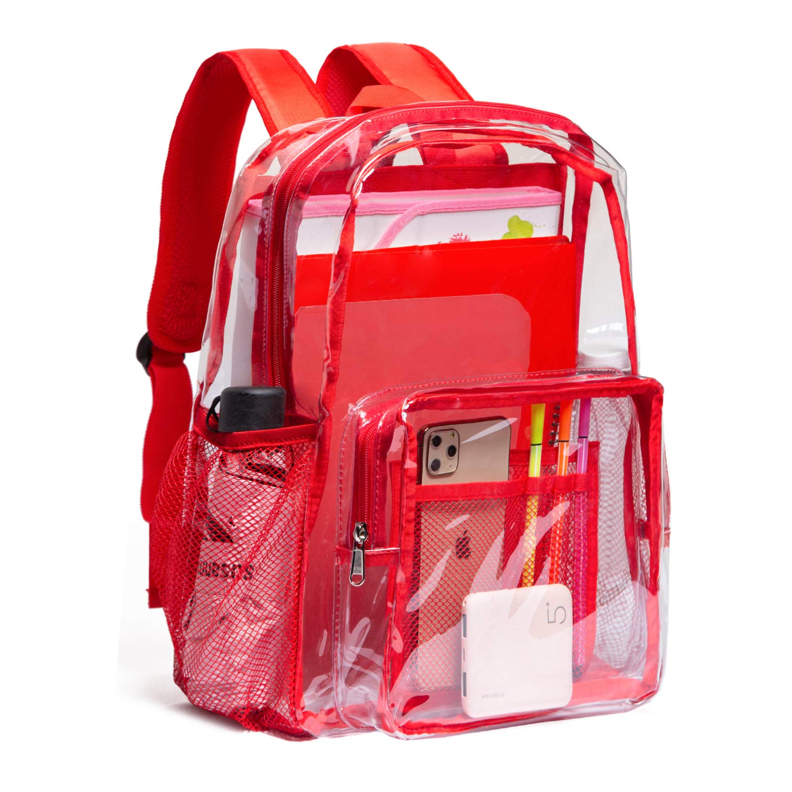Photo 1 of Vorspack Clear Backpack Heavy Duty PVC Transparent Backpack with Reinforced Strap for College Workplace Red