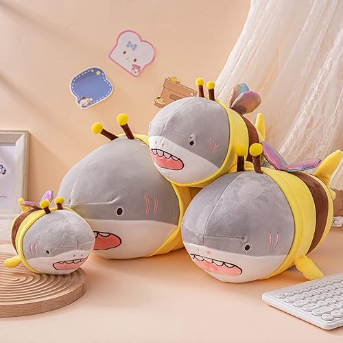 Miniatura 5 de KECIRLE Almohada de peluche de animal de tiburón y abeja, bonito juguete de anime, cojín suave de peluche de animé para mascotas, regalos para San