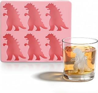Monster Ice Mold, Dinosaur Ice Cube Tray | Homemade Flavored Frozen Large Silicone Cube Mold Maker, 6 Giant Whiskey