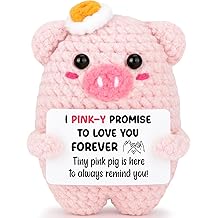 Agantree art for Girlfriend Boyfriend Mothers Fathers Day Wife Husband Women Men Birthday Anniversary I Love You Gift for Him Pinky Promise Pink Pig Wedding Engagement Decor Crochet