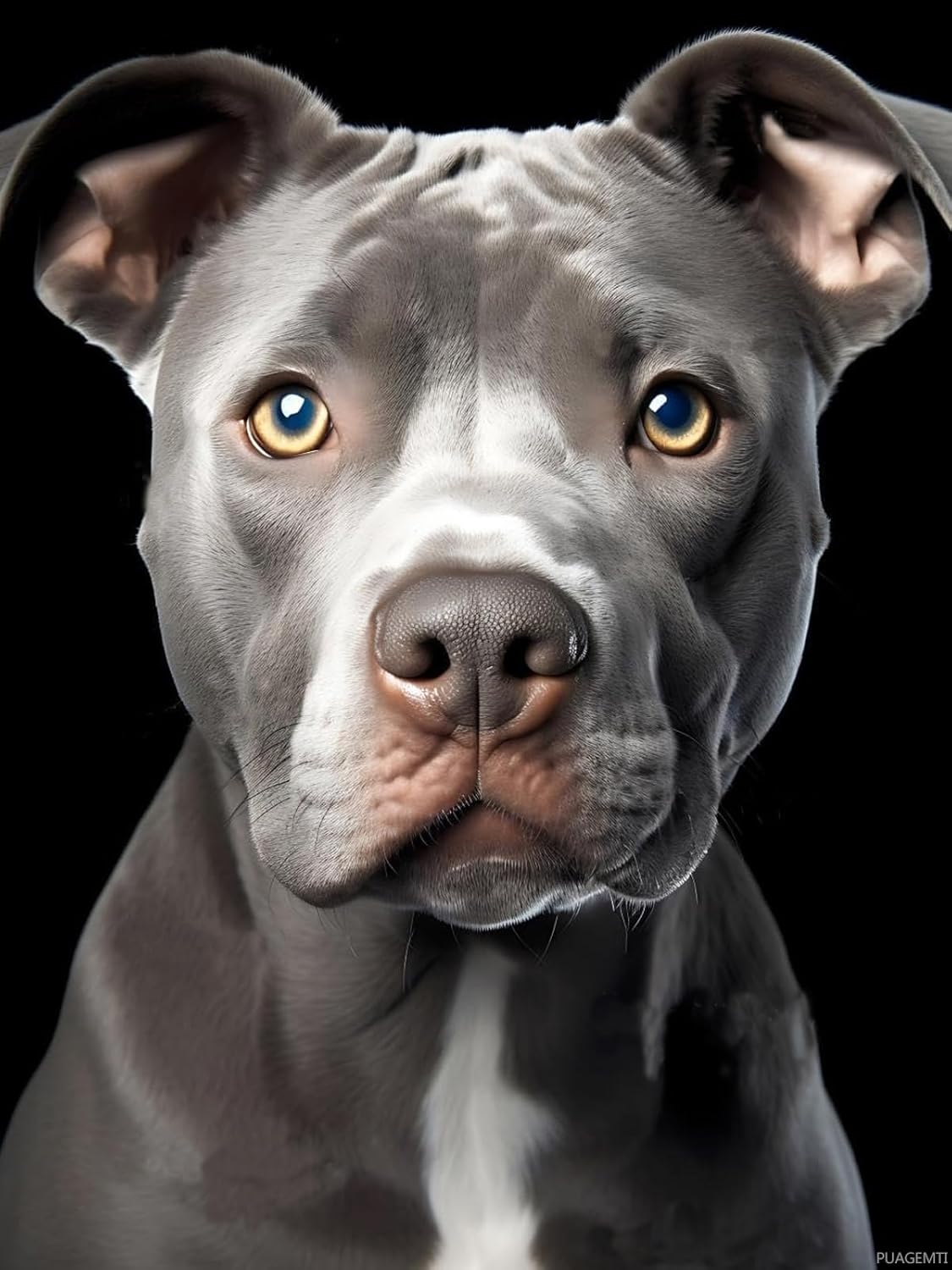 Blue Nose Pitbull with Grey Body Diamond Painting for Adults, Pitbull Dog Full Drill Diamond Art Painting Cross Stitch Crystal Rhinestone Great for Wall and Bathroom Decor or Gifts 12x16 inch