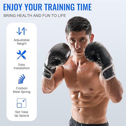 Miniatura 4 de Reflex Speed Bag - Saco de boxeo de base gruesa, con altura ajustable y resorte reforzado, fuerte y duradero, para boxeador, persona de fitness