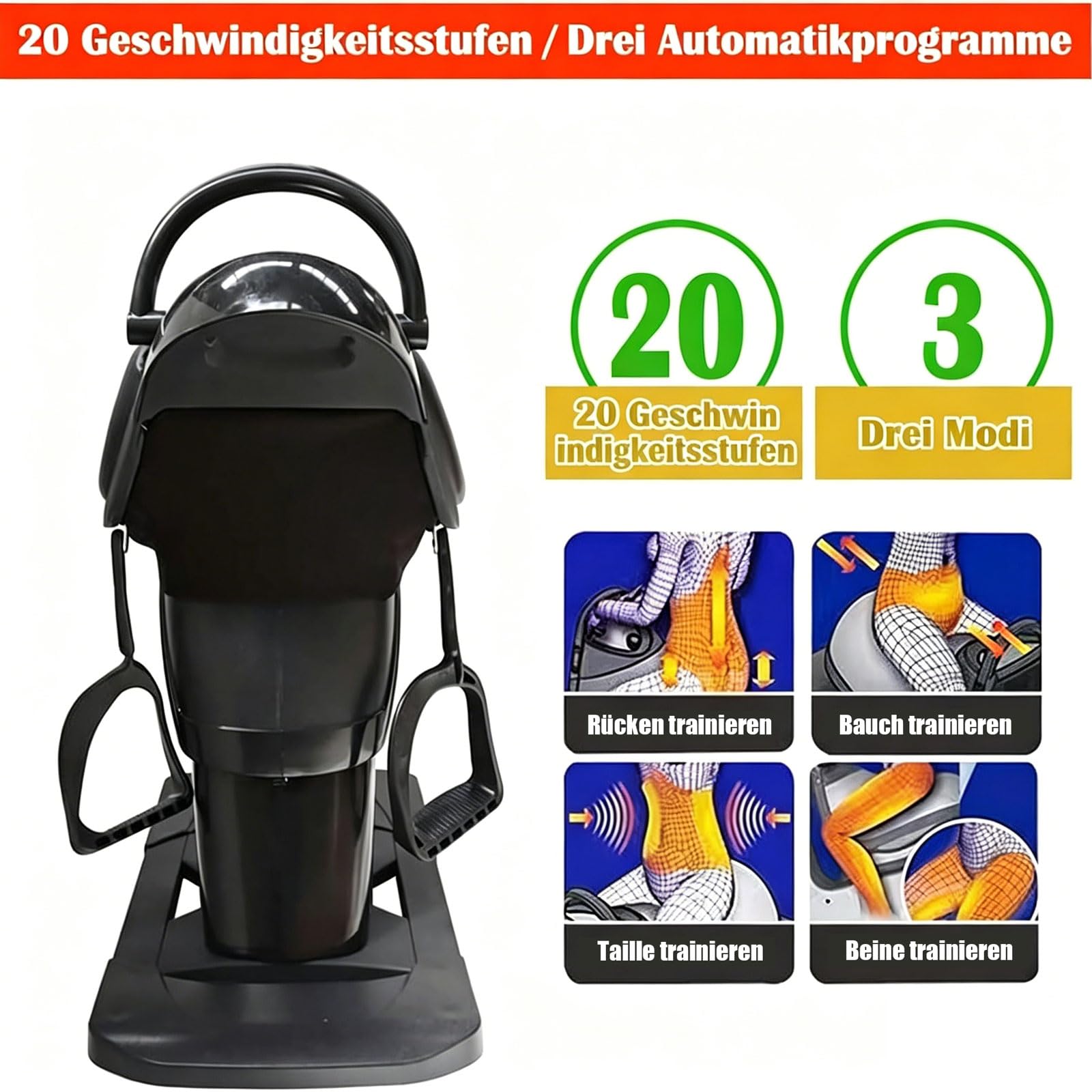 Elektrischer Reitsimulator, 3D-Bauchmuskelmaschine Mit LCD-Display, Tragkraft 150 Kg, Indoor-Reitmaschine Mit Sicherheitsschalter