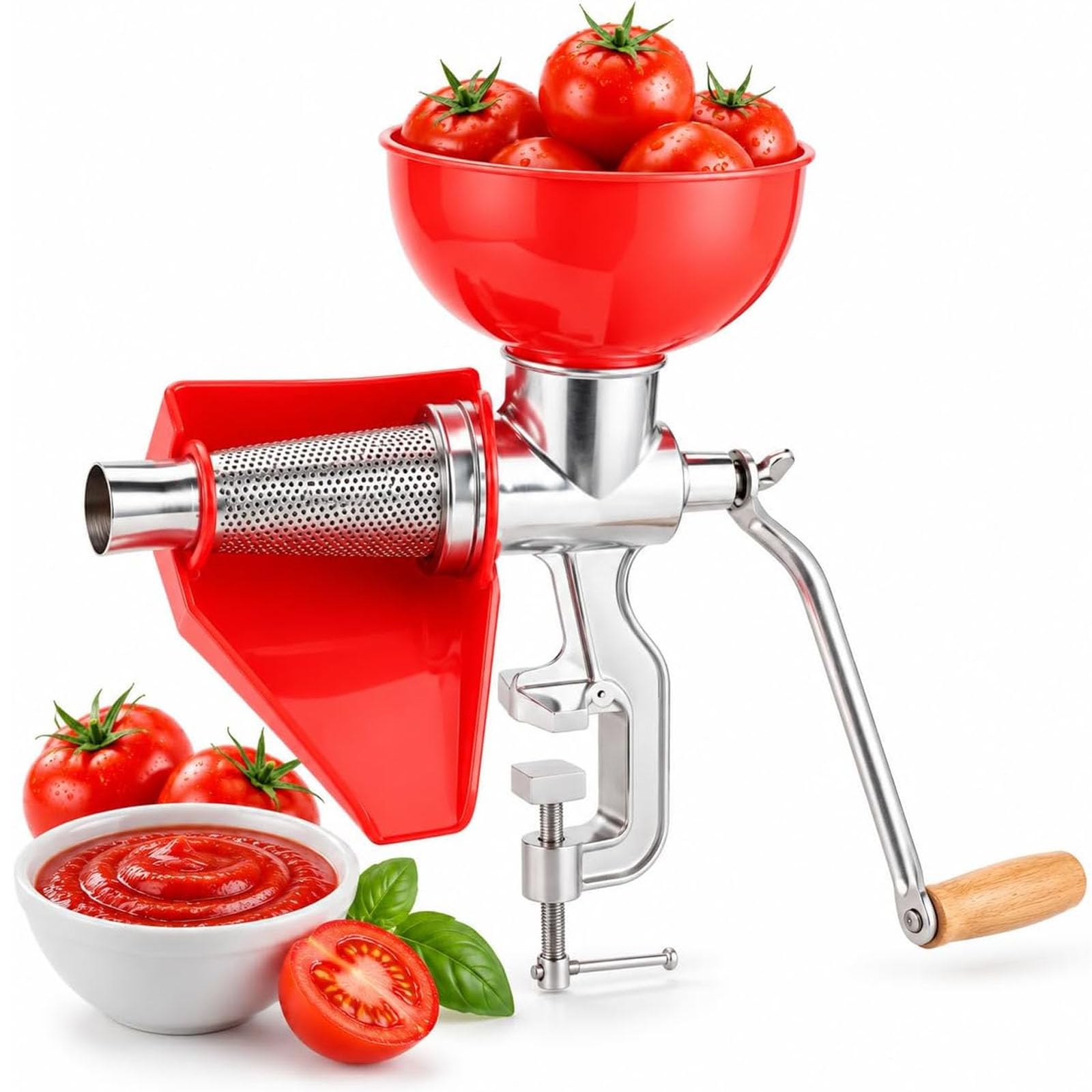 Colador de Tomate de Metal, Exprime Fácilmente, Manivela