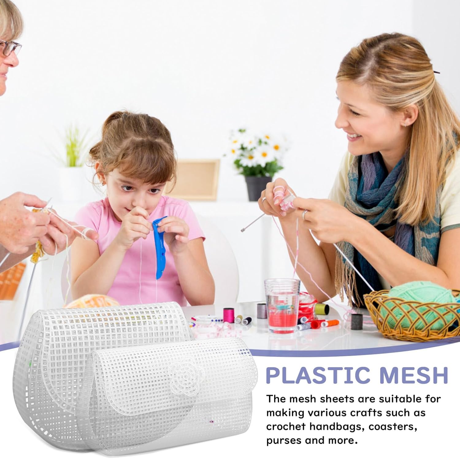 EXCEART Plastic Mesh Canvas Sheets 6 Pcs 16.7X9.1 Inch Versatile Mesh Fabric for DIY Purse Making Embroidery Project Bag Crafting