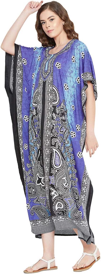 Oussum Women Polyester Casual Kaftan Long Plus Size Summer Beach Caftan Cover Ups Maxi Dresse for Ladies Boho Lounge Outfit - Image 4