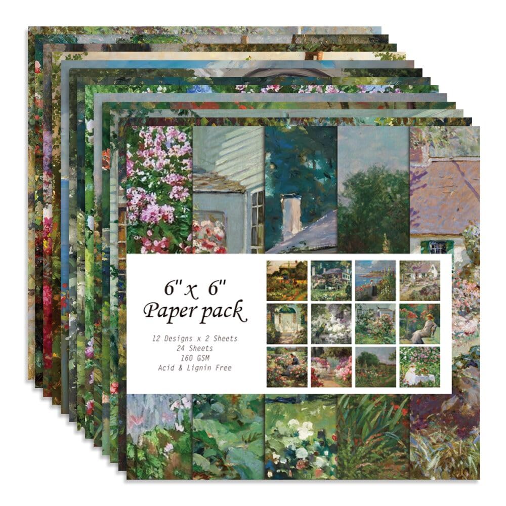 Einseitiger Scrapbooking-Papierblock, 15,2 x 15,2 cm, 24 Blatt, dekoratives Scrapbook-Papierpack, Journaling-Papierbedarf, gemusterter Karton zum Basteln, Geschenkverpacken, Fotoalbum, Innenhof