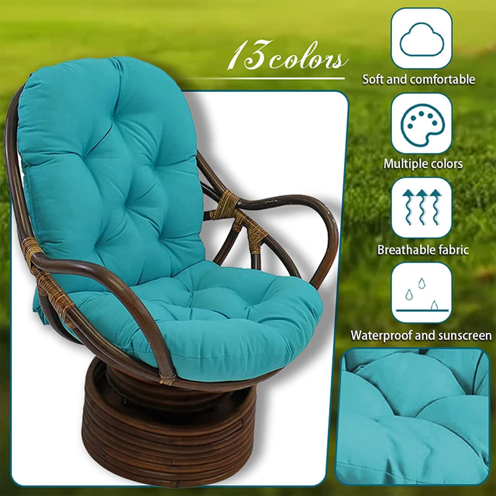 Cojines de repuesto para silla mecedora, cojín lavable y resistente para silla giratoria de jardín, cojín para sofá, tatami, alfombra para sillón reclinable, mecedora, silla de ratán