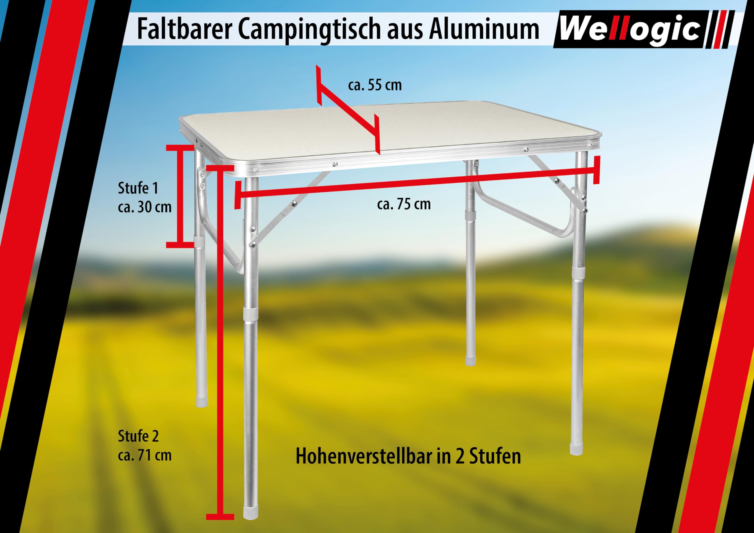 Campingtisch klappbar faltbar höhenverstellbar klapptisch Camping Tisch