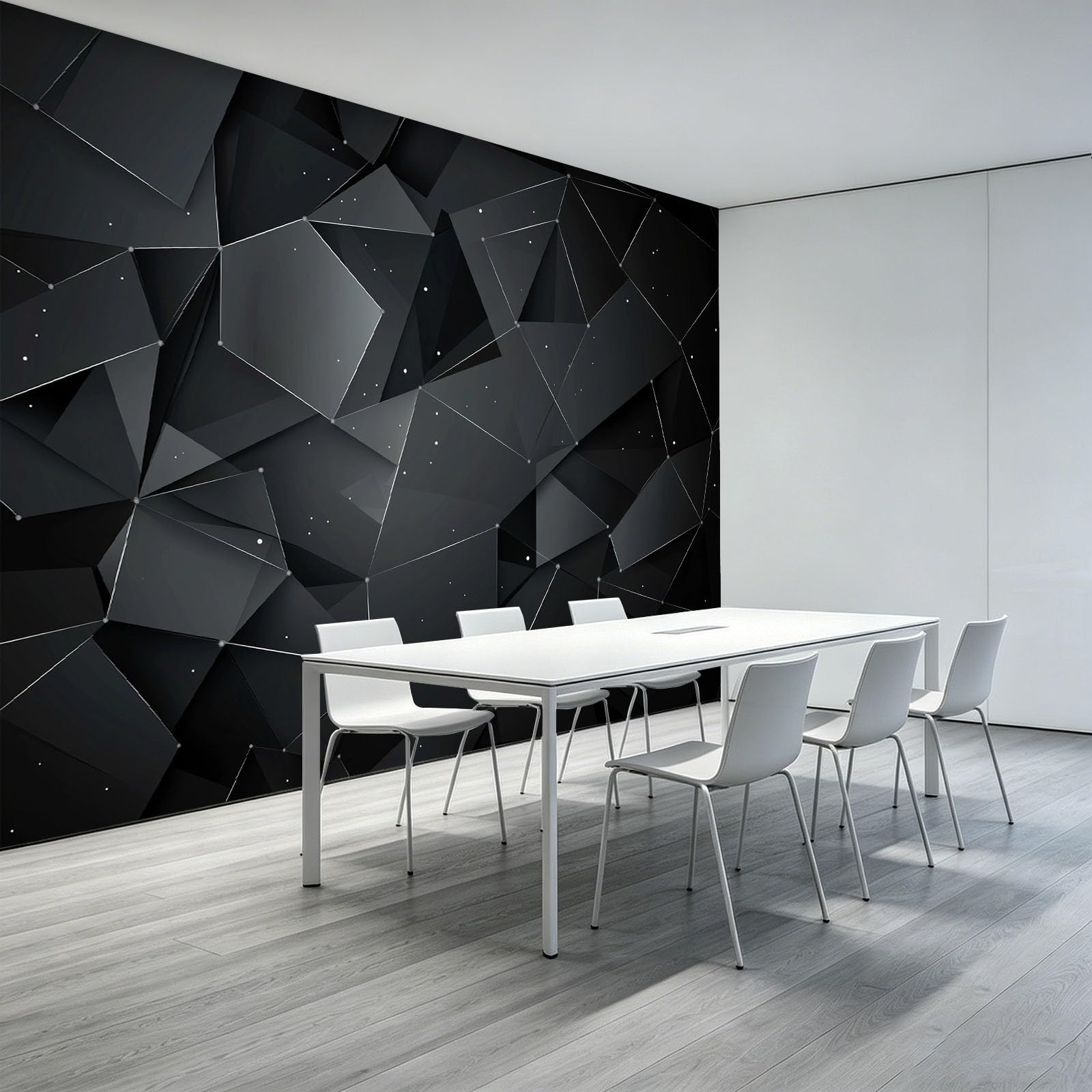 Générique Panoramiczna tapeta 200 x 140 cm abstrakcyjna geometria trójkąt włóknina XXL fototapeta dekoracja ścienna gobelin salon sypialnia - tapeta Trompe l'eil efekt 3D, czarna