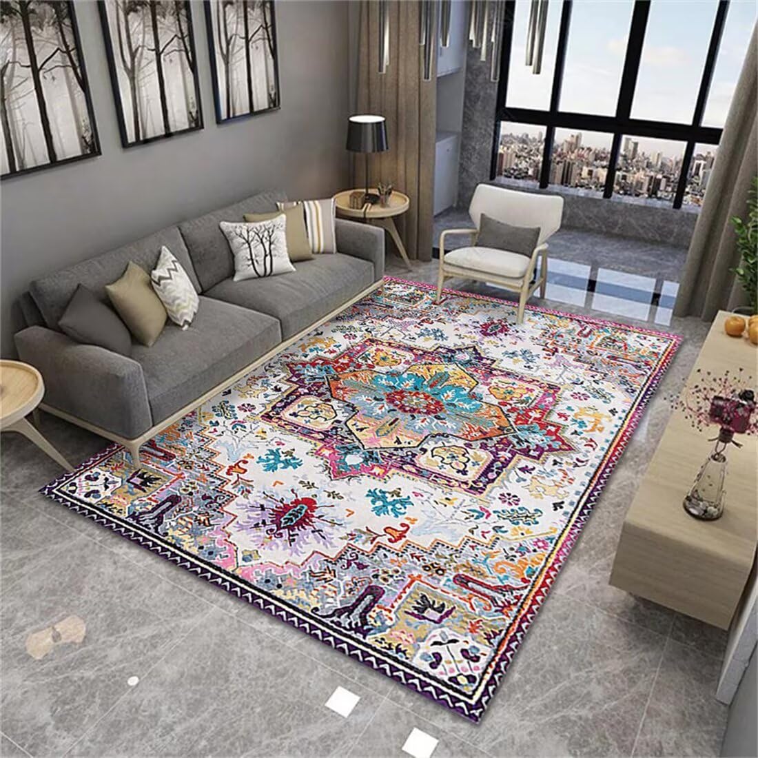 Tapis chambre ado fille douillet rectangle 90x200 pour descente de lit unique