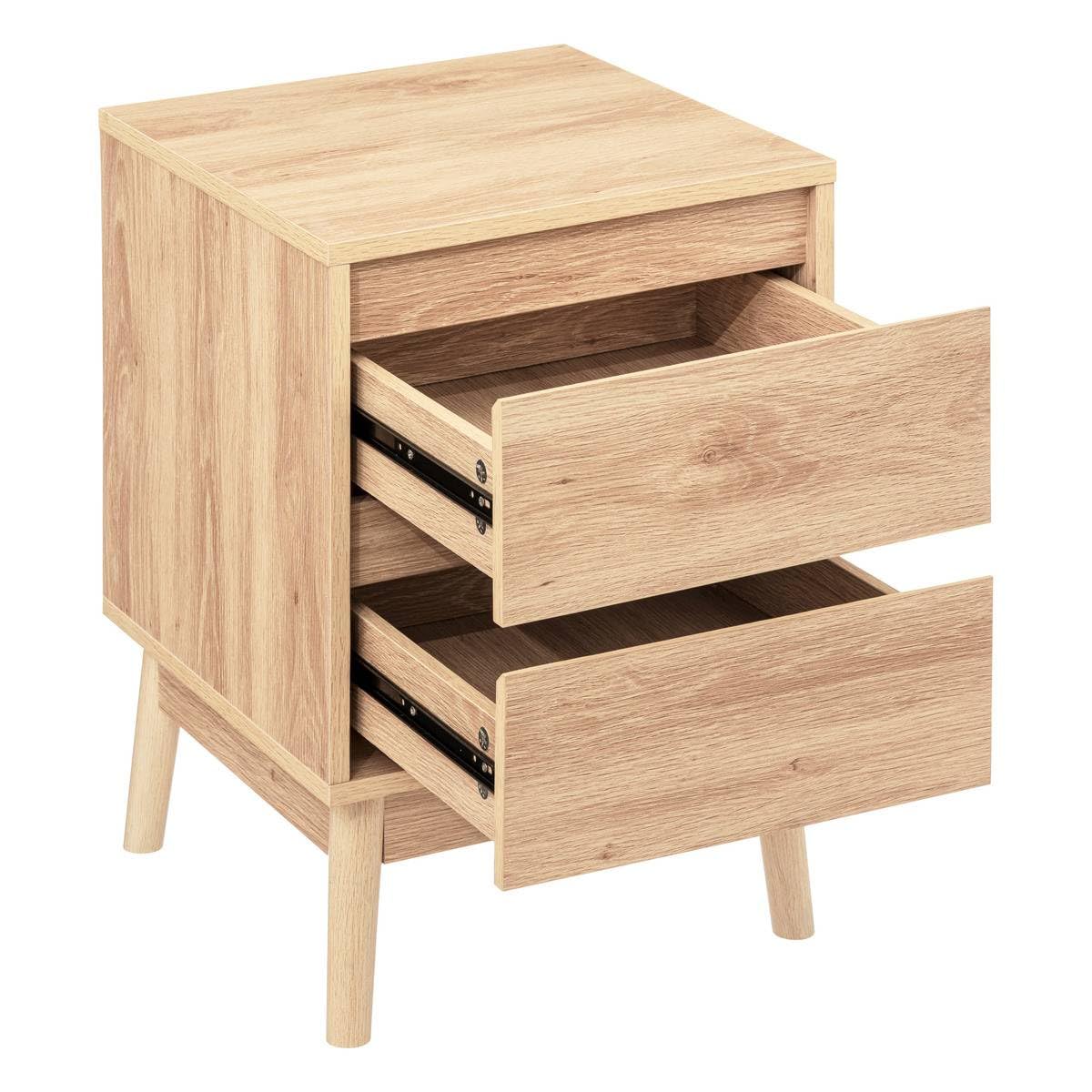5five - Comodino con 2 cassetti, effetto rovere naturale abana