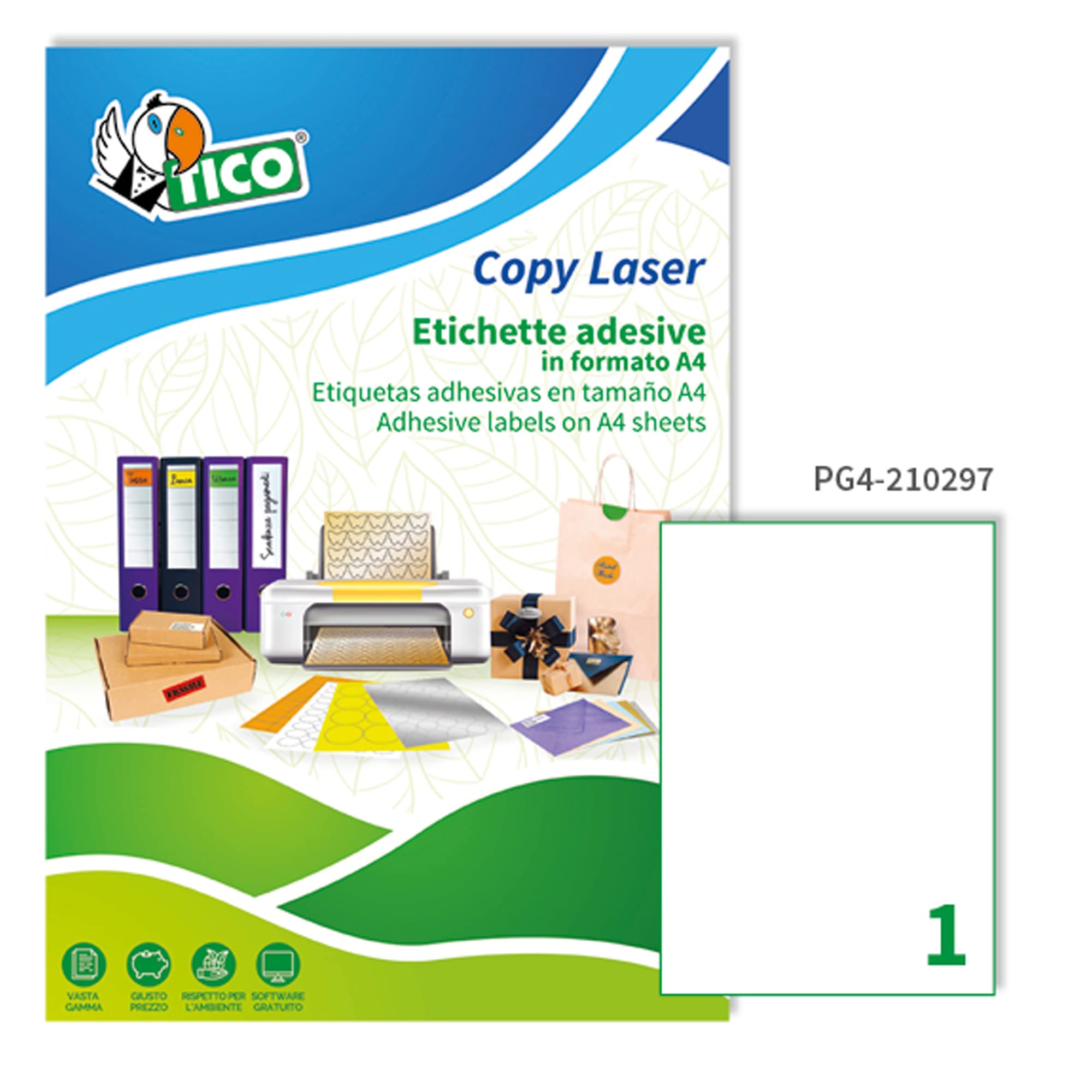 TICO PG4 – 3622 – Labels 210 x 297 mm White