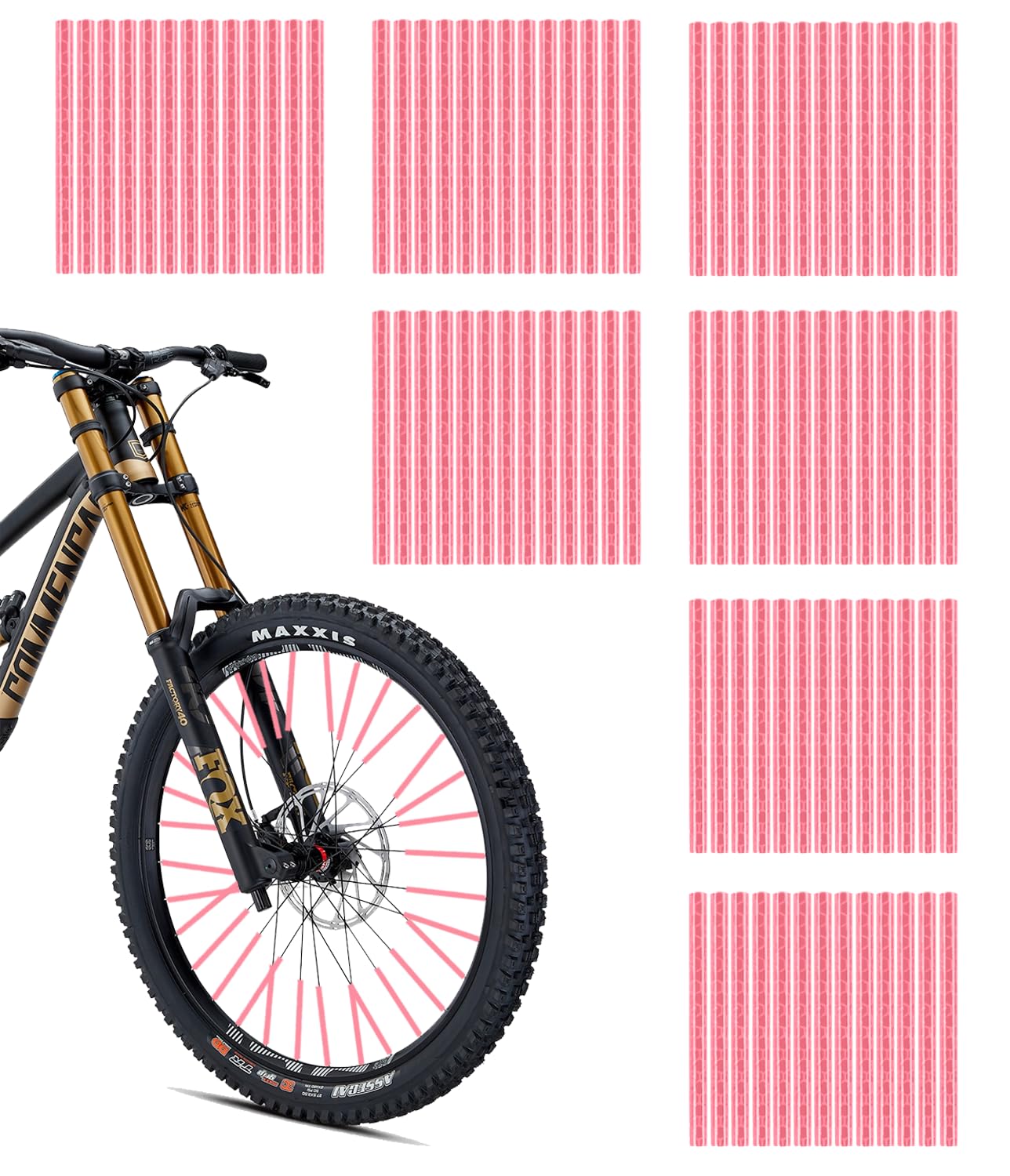 SUCCEFORT 84 Stück Bunte Speichenreflektoren Fahrrad Set, 360°Sichtbarkeit Reflektoren, 7 Farben Speichenreflektoren Fahrrad, Einfache Montage und Demontage für Speichenfahrrad, Rosa