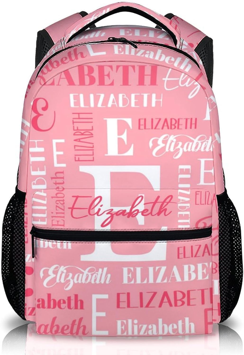 Custom Kids Backpacks, School Backpack for Students Girls, Personalized Pink Bookbag for Kindergarten Preschool Elementary, 17 Inch Back to School Gifts for Travel, Camping