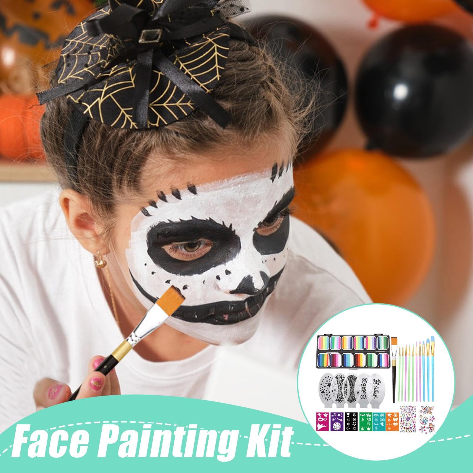 Pittura Per Il Viso Palette Di Colori Per Il Viso Lavabile | Palette da 12 Griglie Cosmetici Solubili in Acqua con Colori Vivaci per Adolescenti Studenti Bambini Adulti Cosplay Feste e