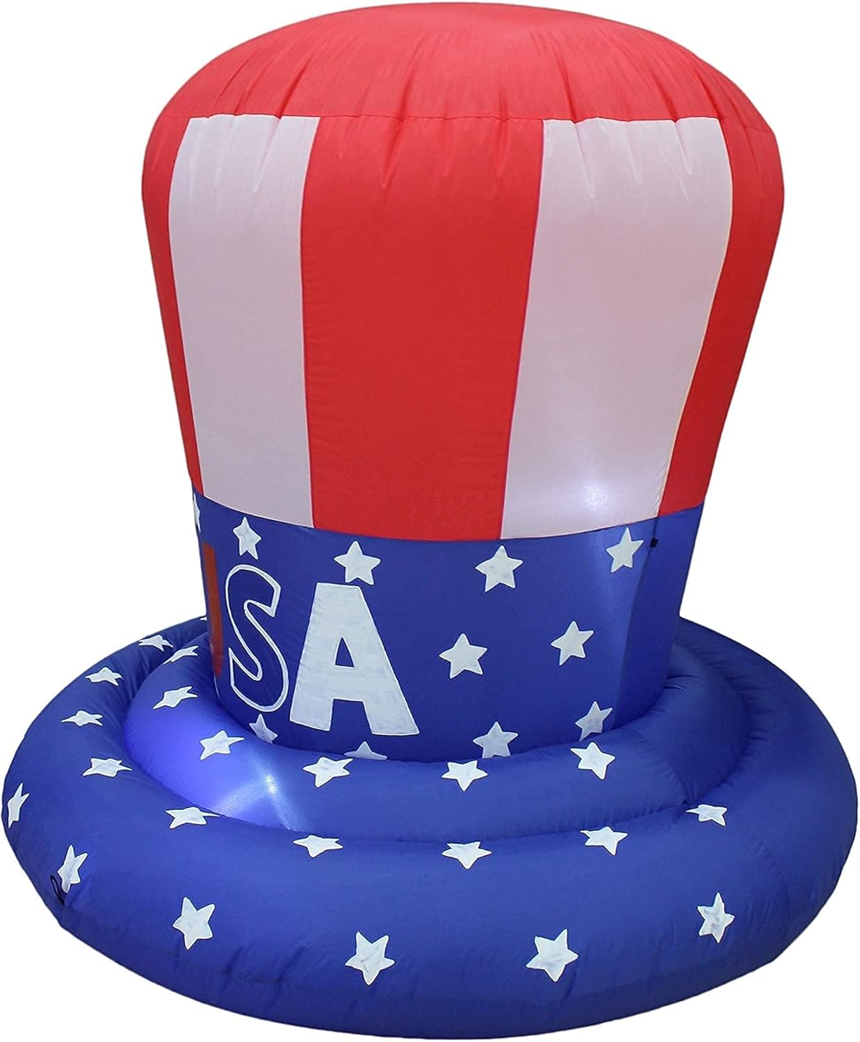 Two Patriotic Independence Day Party Decorations Bundle, Includes 4 Foot Tall 4th of July Inflatable Uncle Sam, and 4 Foot Tall Inflatable American USA Flag Uncle Sam Top Hat Blowup with Lights