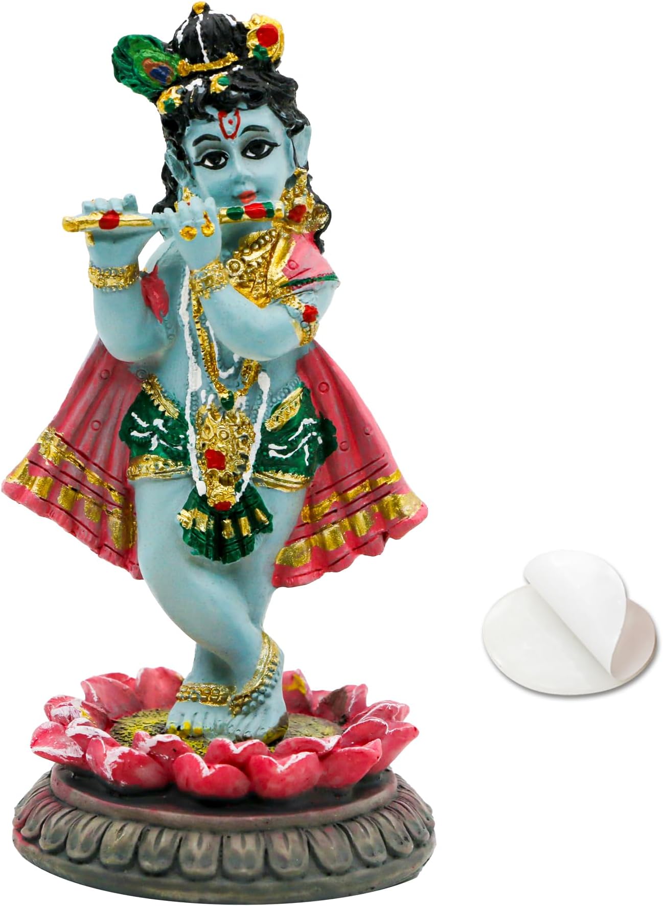 alikiki Hindu God Krishna Idol - 3.9โH Indian Little Krishna Statue for Car Dashboard Home Office Temple Mandir Altar Pooja Item Diwali Puja Figurine