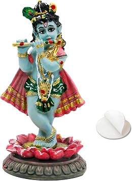 alikiki Hindu God Krishna Idol - 3.9H Indian Little Krishna Statue for Car Dashboard Home Office Temple Mandir Altar Pooja Item Diwali Puja Figurine