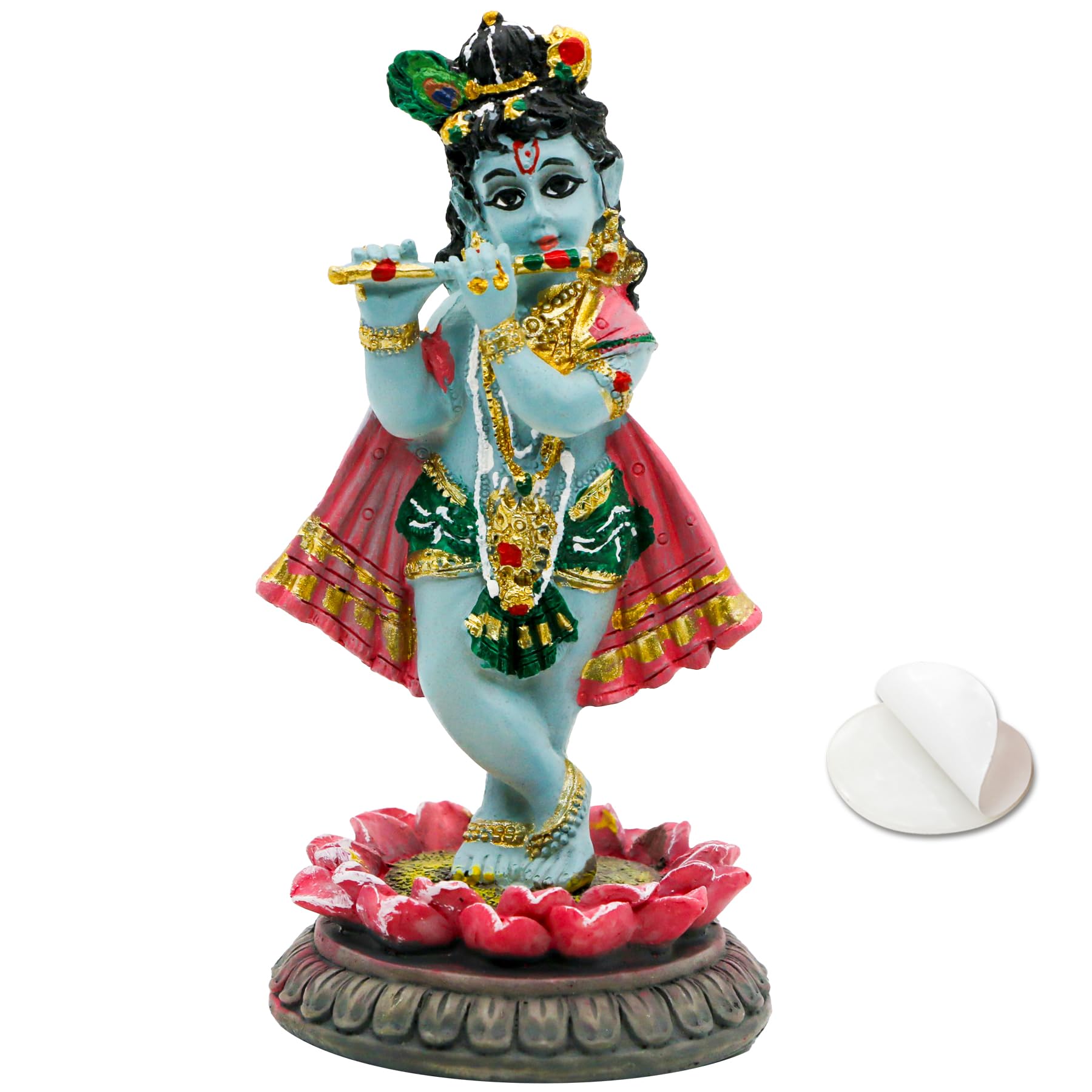 alikiki Hindu God Krishna Idol - 3.9”H Indian Little Krishna Statue for Car Dashboard Home Office Temple Mandir Altar Pooja Item Diwali Puja Figurine