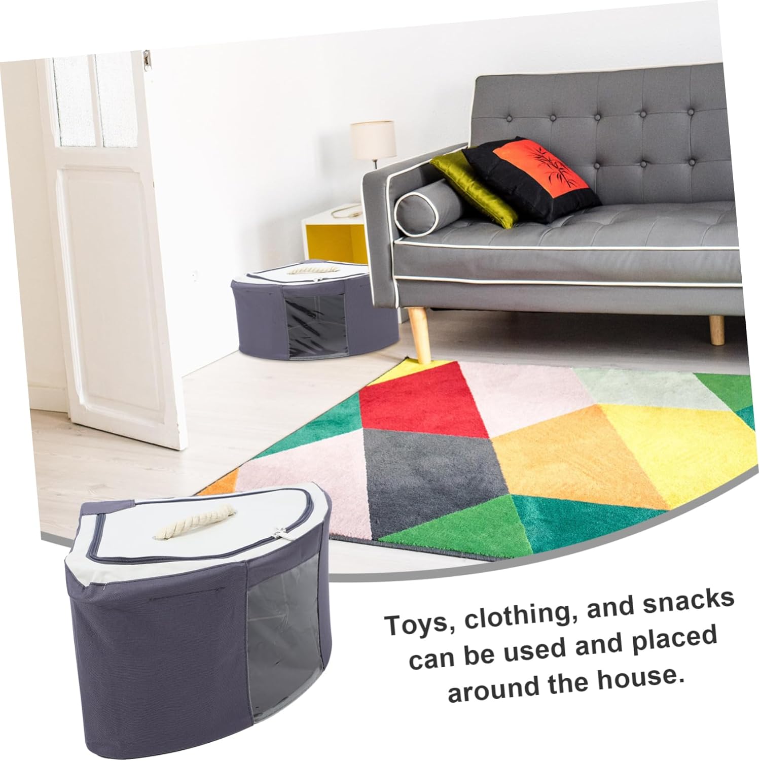 Versatile Corner Storage Box Fan Shaped Organizer with Transparent Window for Home and for Hard to Reach Spaces