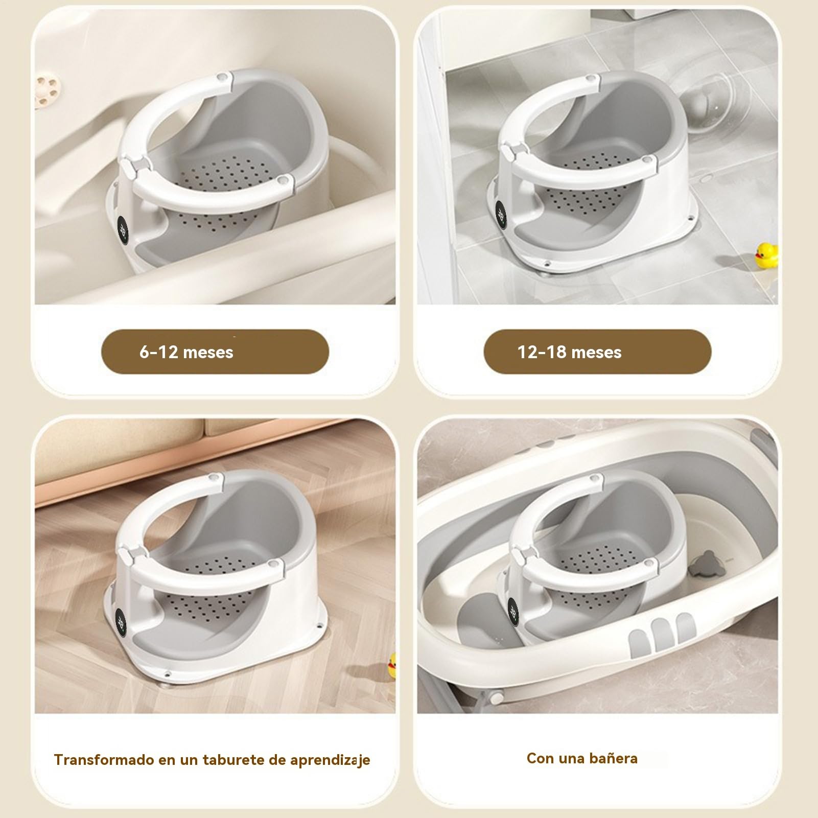 Seggiolino per Bagnetto Sedia da Bagno Antiscivolo con Sensore di | Accessorio Sicurezza per Doccia Bambini Ideale per Casa Viaggi Compleanni e Regali