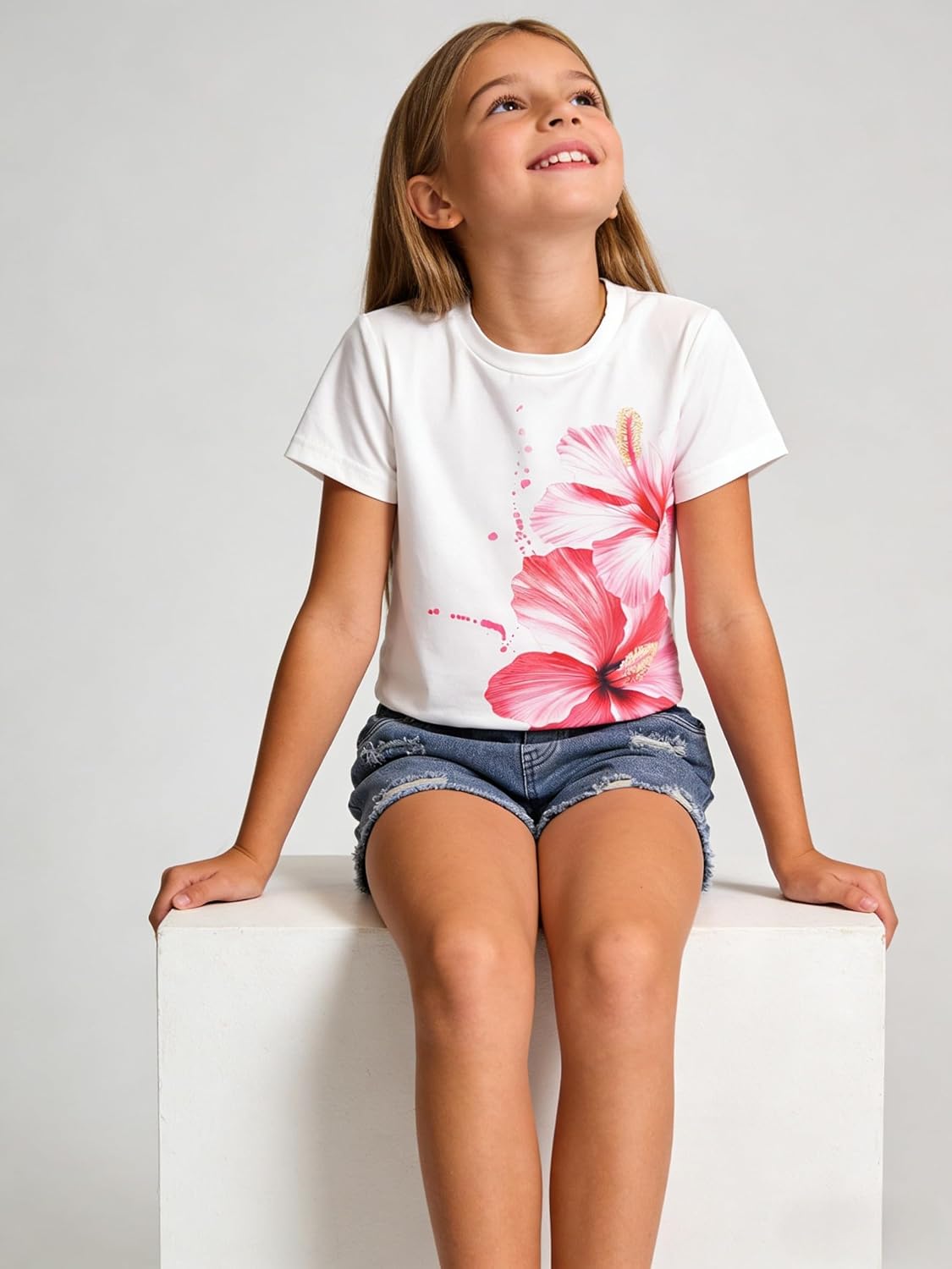 Cakaner Teen Girls 2 Piece Outfit Set Ruffle Sleeve Top and Shorts Summer Casual Matching Clothes Sets Size 7-14 image 5