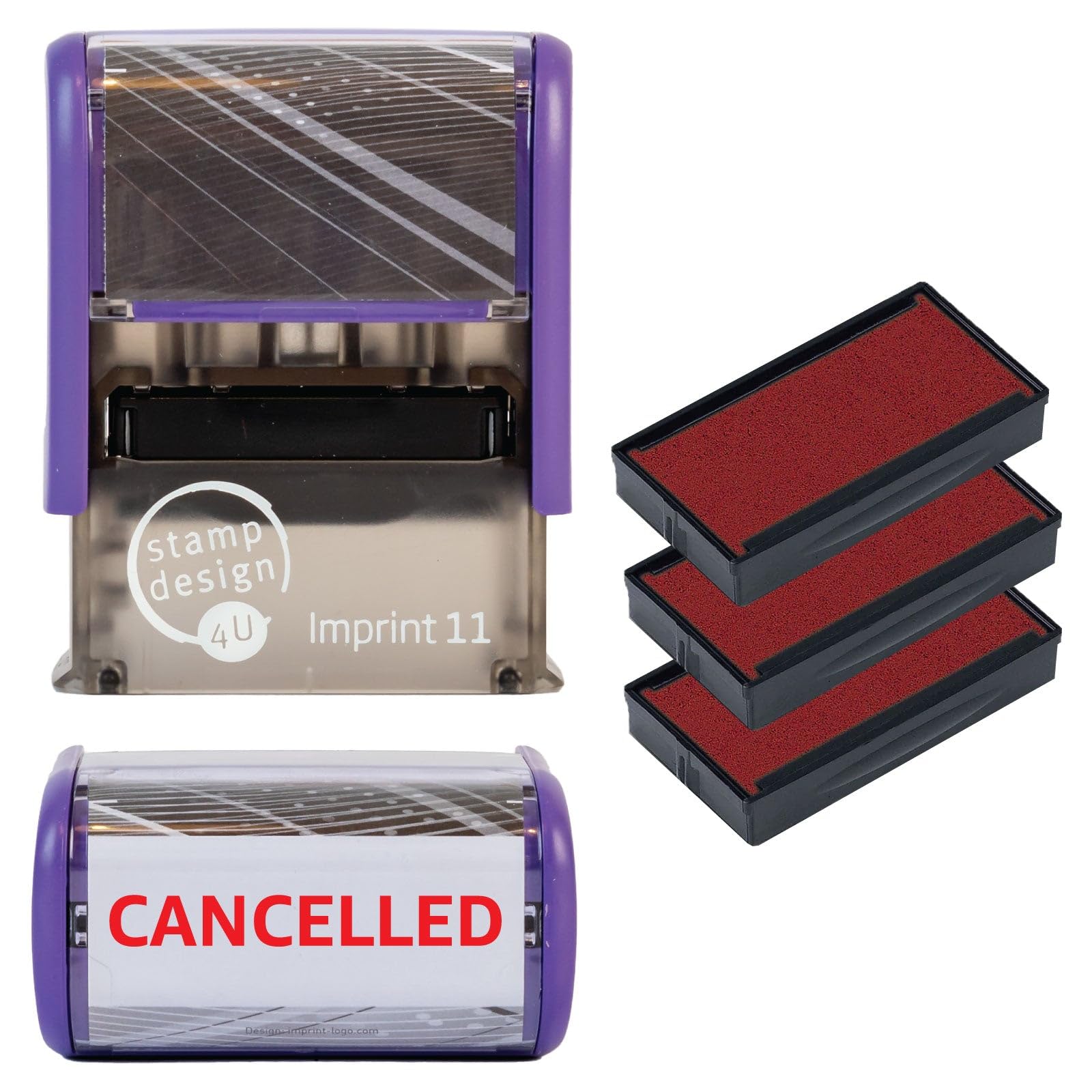 Cancelled Self Inking Rubber Stamp for Stamping Your Cancelled Documents - Red Cancelled Stamp with 3 Extra Inkpads