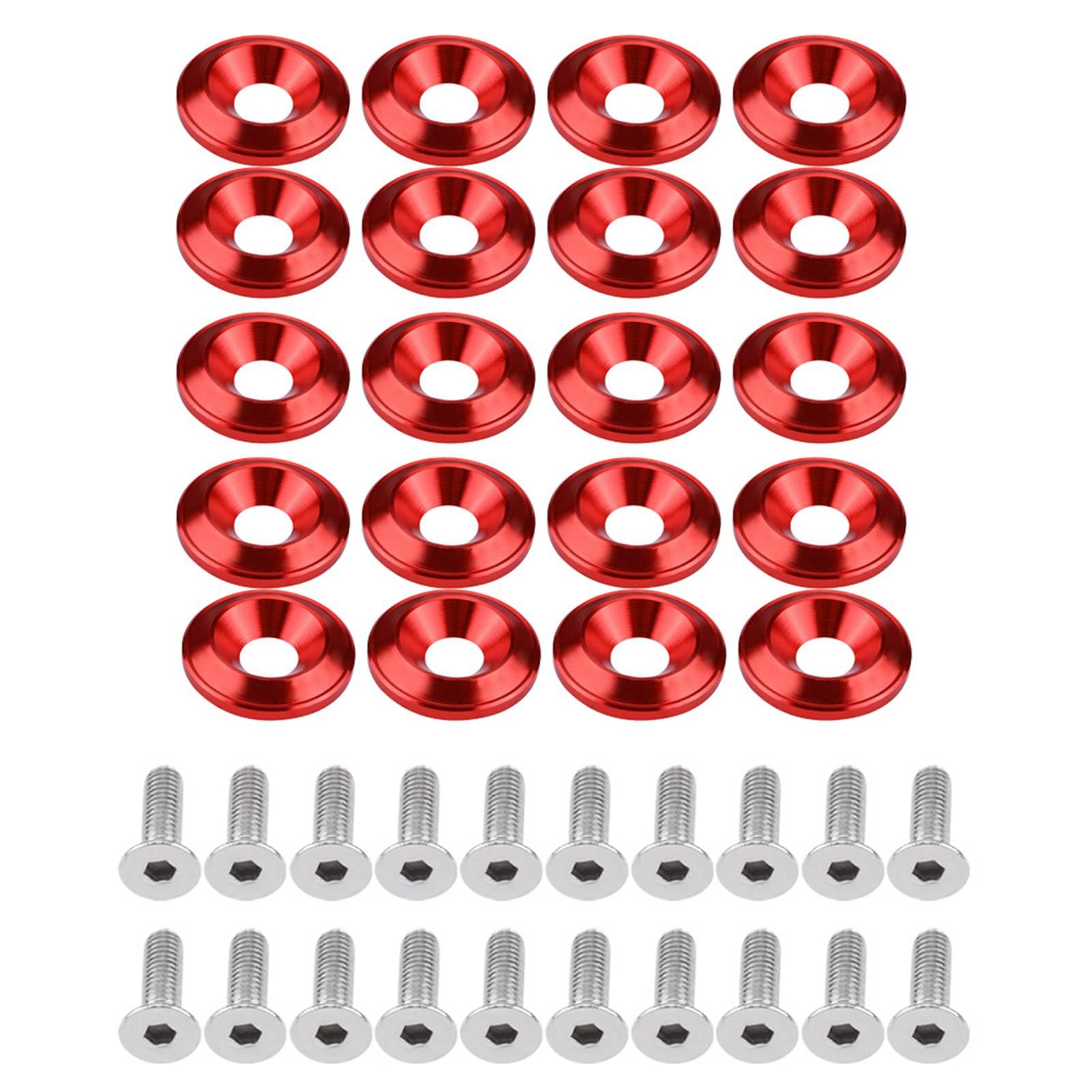 Kit 20 Pernos Con Arandelas De Aluminio Para Coche - Colores Decorativos, Para Parachoques, Faros, Motor