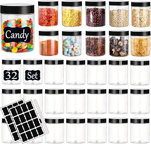 Tarros de plástico con tapas, recipientes vacíos de slime para cosméticos, tarros de comida transparentes para alimentos, tarro redondo de crema PET