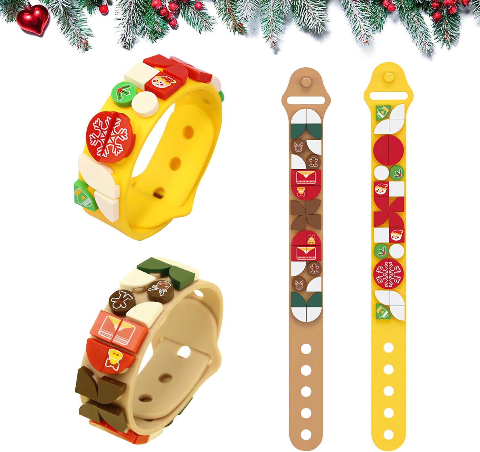 Cosiesnest2 Pcs Christmas Dots Bracelet Building Block Bracelets Friends Bracelets for Kids Wristbands Bracelets Creative Craft Project Bracelet Making Kit for Boys Girls Xmas Birthday Gift