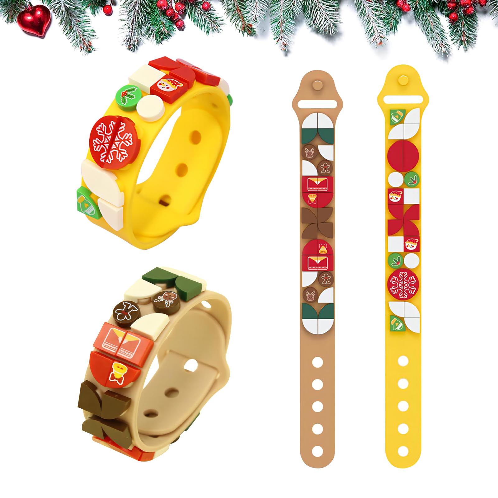 Cosiesnest2 Pcs Christmas Dots Bracelet Building Block Bracelets Friends Bracelets for Kids Wristbands Bracelets Creative Craft Project Bracelet Making Kit for Boys Girls Xmas Birthday Gift
