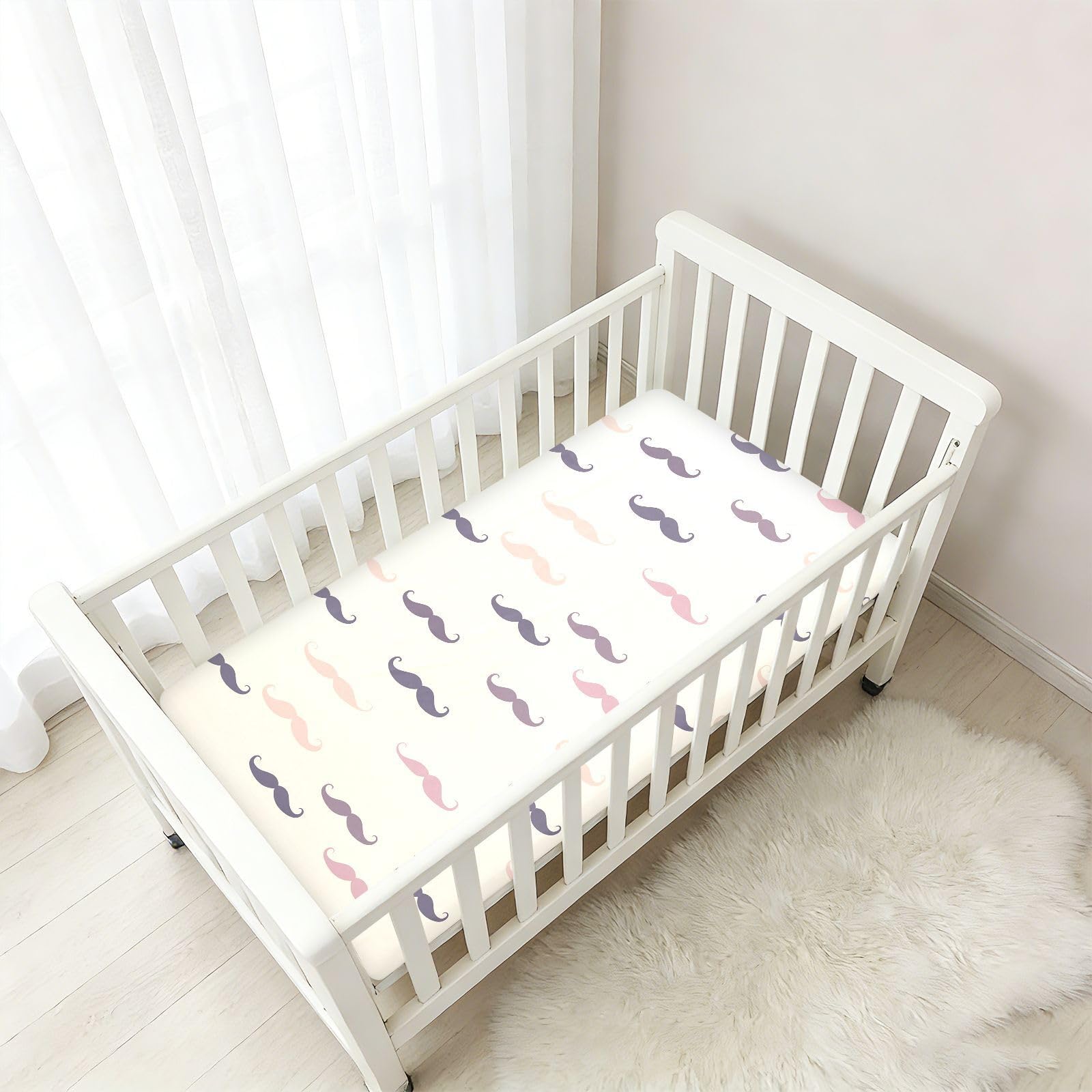 Boho Semplice Stile Baffi Retrò Lenzuola Culla Cotone Baby Playard Lenzuolo Morbido Elastico Culla Culla, 1 Pacco
