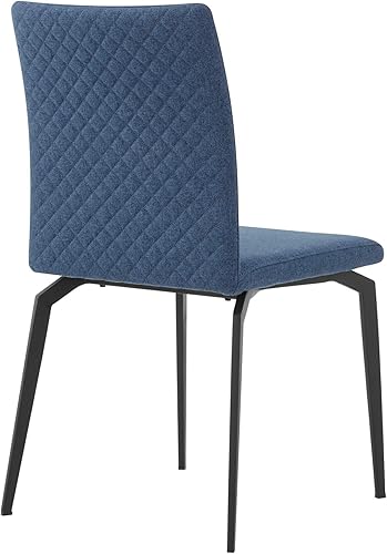 Vista 4 de Armen Living Lyon - Juego de 2 sillas de comedor modernas, tela azul y metal