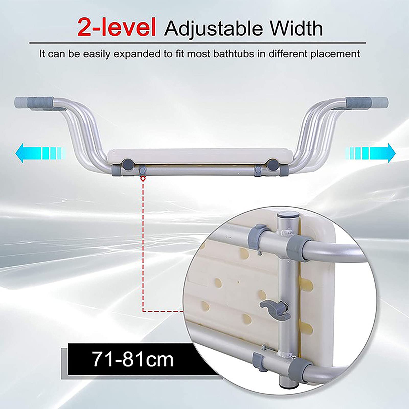 Silla de Baño Antideslizante Asiento de Bañera Ajustable Bañera Segura Banco de Ducha para Ancianos Taburete Que Ahorra Espacio en el Baño