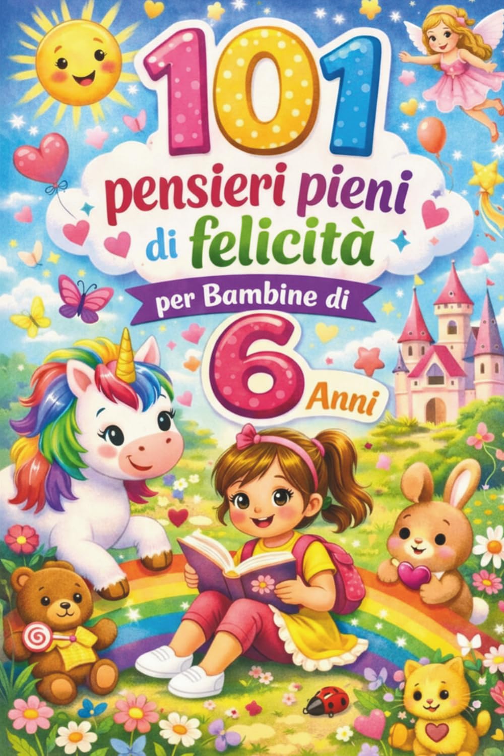 101 pensieri pieni di felicità per bambine di 6 anni: Un regalo perfetto per il 6° compleanno o per ogni occasione — con pensieri positivi che ispirano e incoraggiano