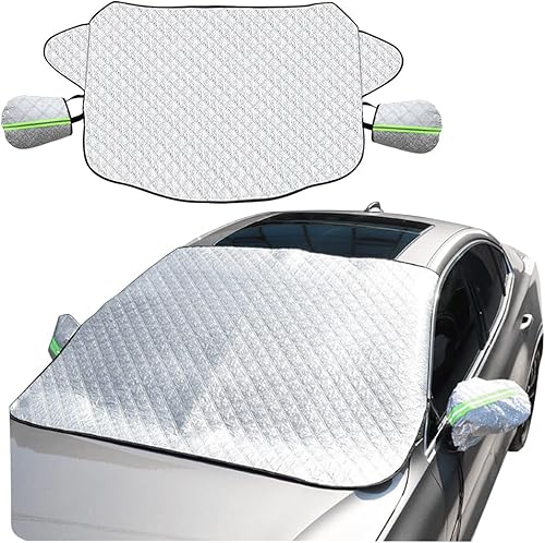Cubierta de nieve para parabrisas de automóvil con cubierta de espejo lateral, 4 capas de protección contra heladas de invierno para cualquier