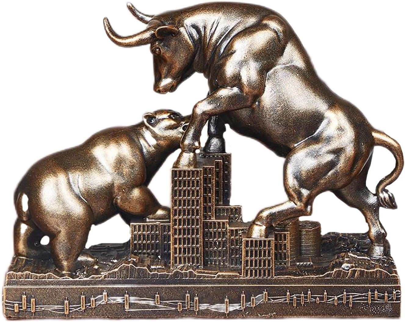 Wall Street Bull and Bear Figures Resin Statue Decoration Figure for Office Decoration Stock Exchange Lovers Bull Bear Battle Resin Statue