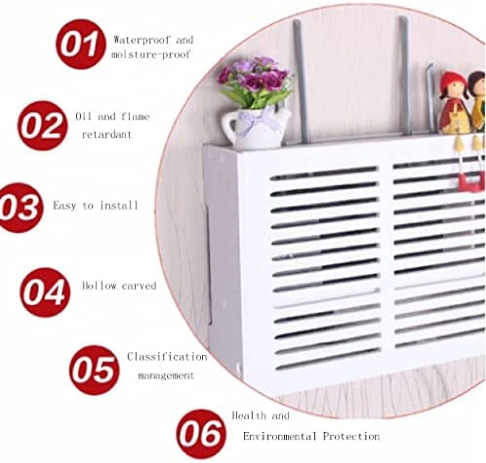 Étagère flottante pour routeur WiFi et rangement de câbles – Boîte murale en bois avec support de fil d'alimentation, idéale pour organiser les câbles et les accessoires