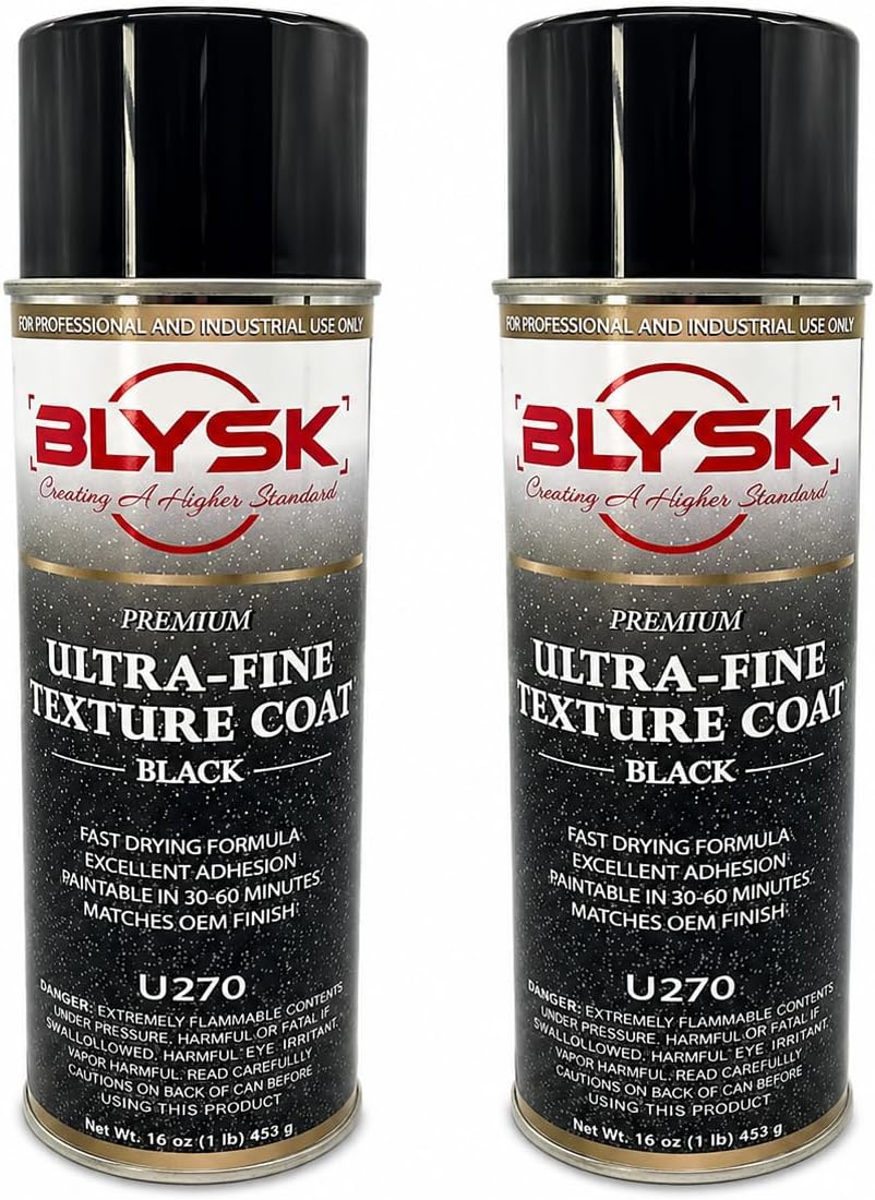 Ultra Fine Black Texture Coat U270 – Paintable Chip Guard Spray for Automotive Bumpers, Rocker Panels & Trim – Fast-Drying, Durable Protective Finish 16 oz (2)