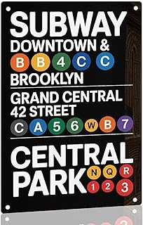 NYC Subway Route Map Metal Sign New York Transit System Aluminum Metal Signs for Garden, Yard, Porch, Home Bedroom, Kitchen Decor 8 X 12 Inch, Weather Resistant, Waterproof, Durable Ink, Easy to Mount