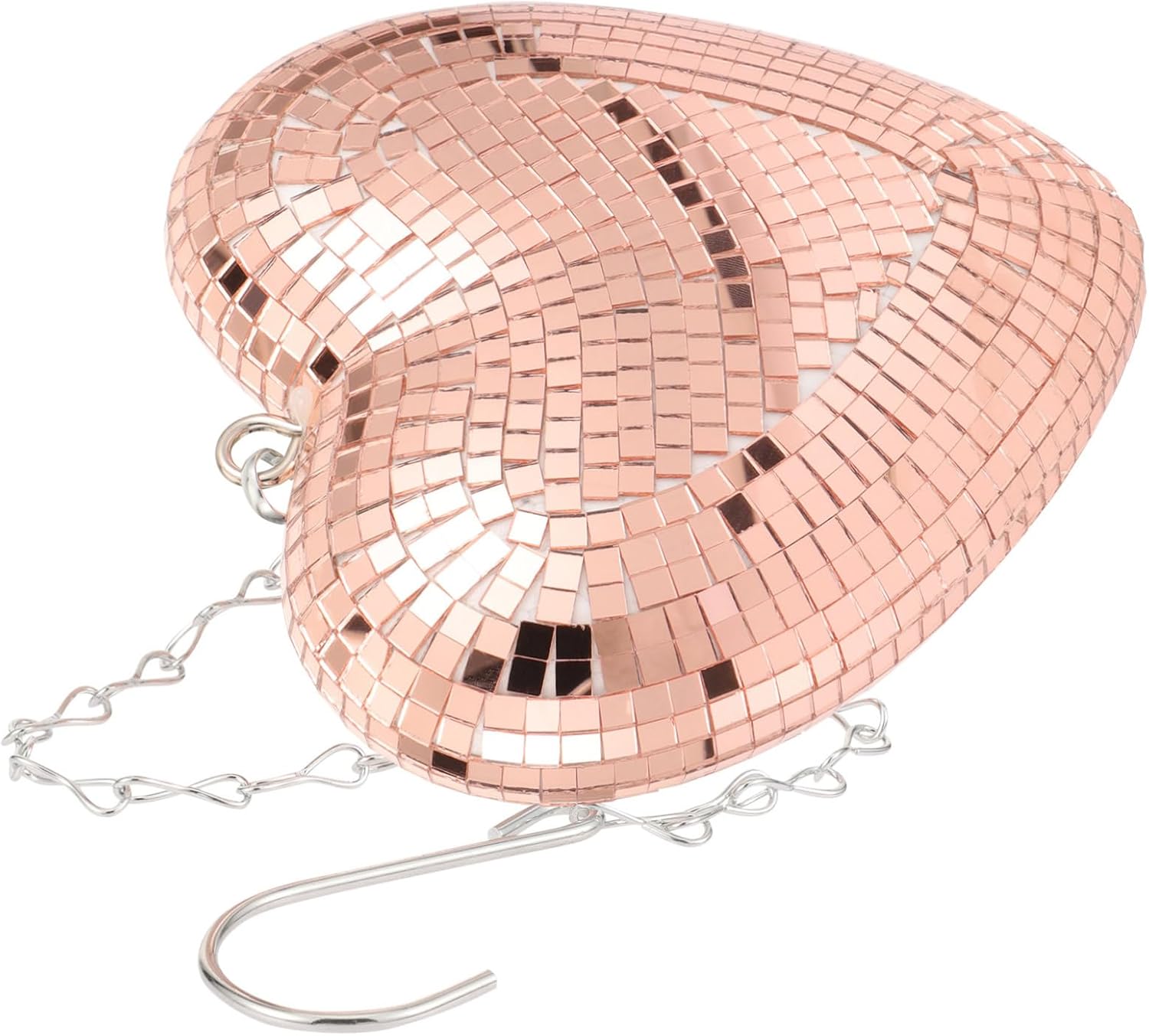 Bola Espejada Decorativa en Forma de Corazón Rosa Gold miniatura 1