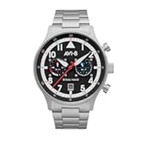 Hawker Hurricane Carey Men&apos;s Dual Time Pilot Watch – Japanese Quartz Movement&comma; 43&period;5mm Stainless Steel Case&comma; Stainless Steel Bracelet&comma; AV-4088-11 - Rangoon