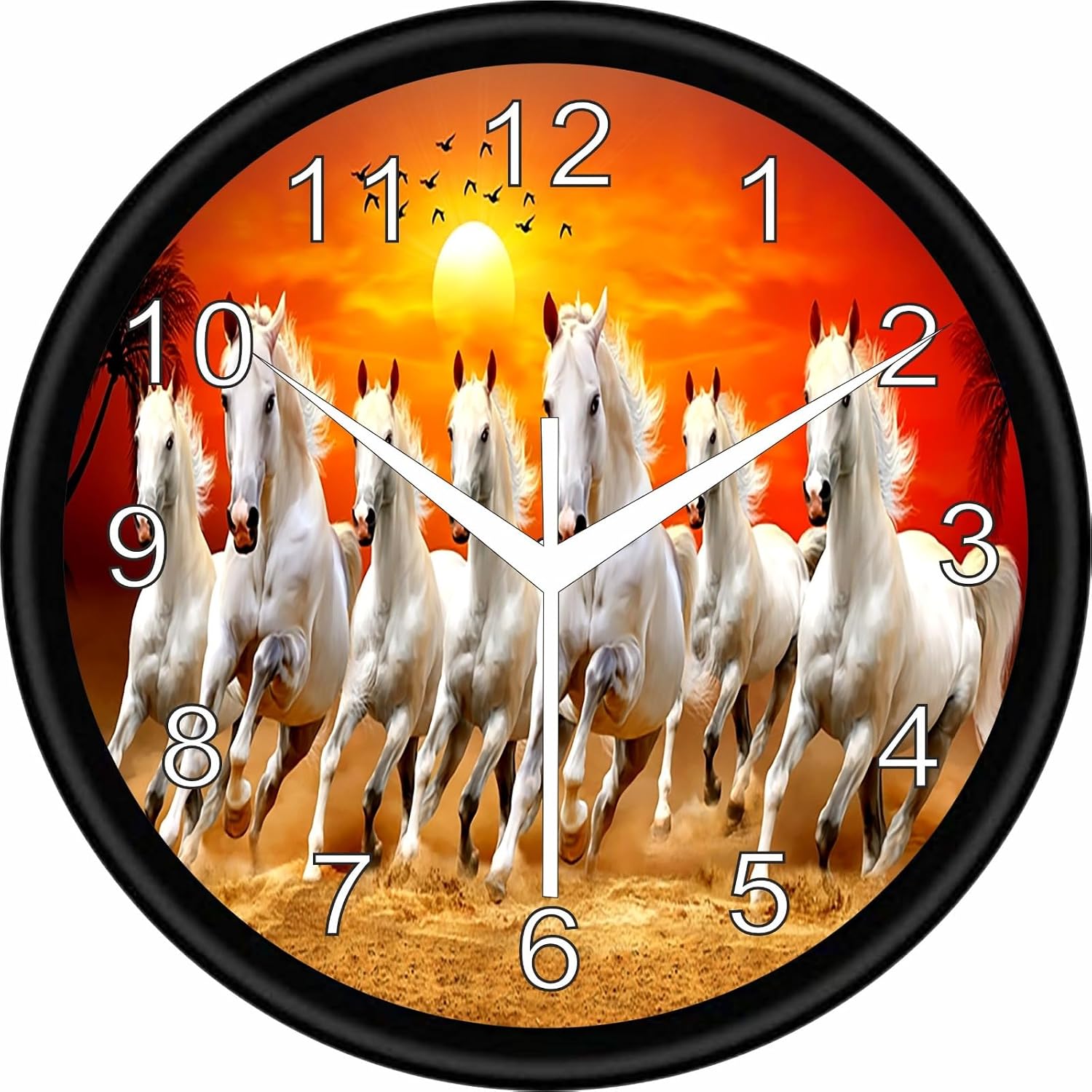 Buy Yallow 7 Hourse Wall Clock (Plastic) (Plastic) (Plastic) (Plastic
