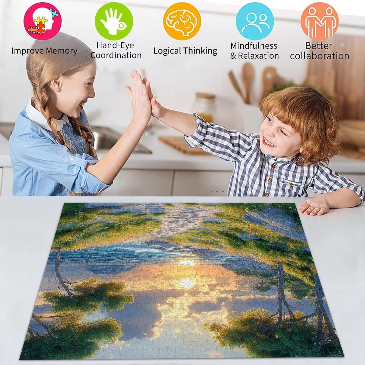 Puzzle Erwachsene 2000 Teile Sonnenuntergang Landschaft Educa Jigsaw für Kinder ab 8 Jahren Mädchen Jungen, Erwachsene Impossible Klassische Puzzles Schwer, Anspruchsvoll Spielspaß 70x99cm t-560